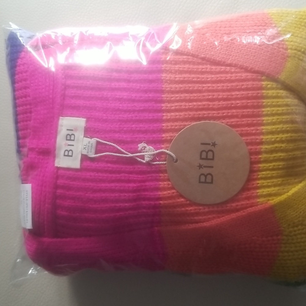 BIBI Fuschsia Multi Stripped Cardigan (xl)NWT - Picture 9 of 10